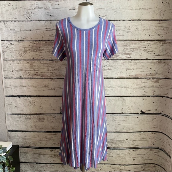 Red White and Blue striped LuLaRoe dress - Picture 1 of 7